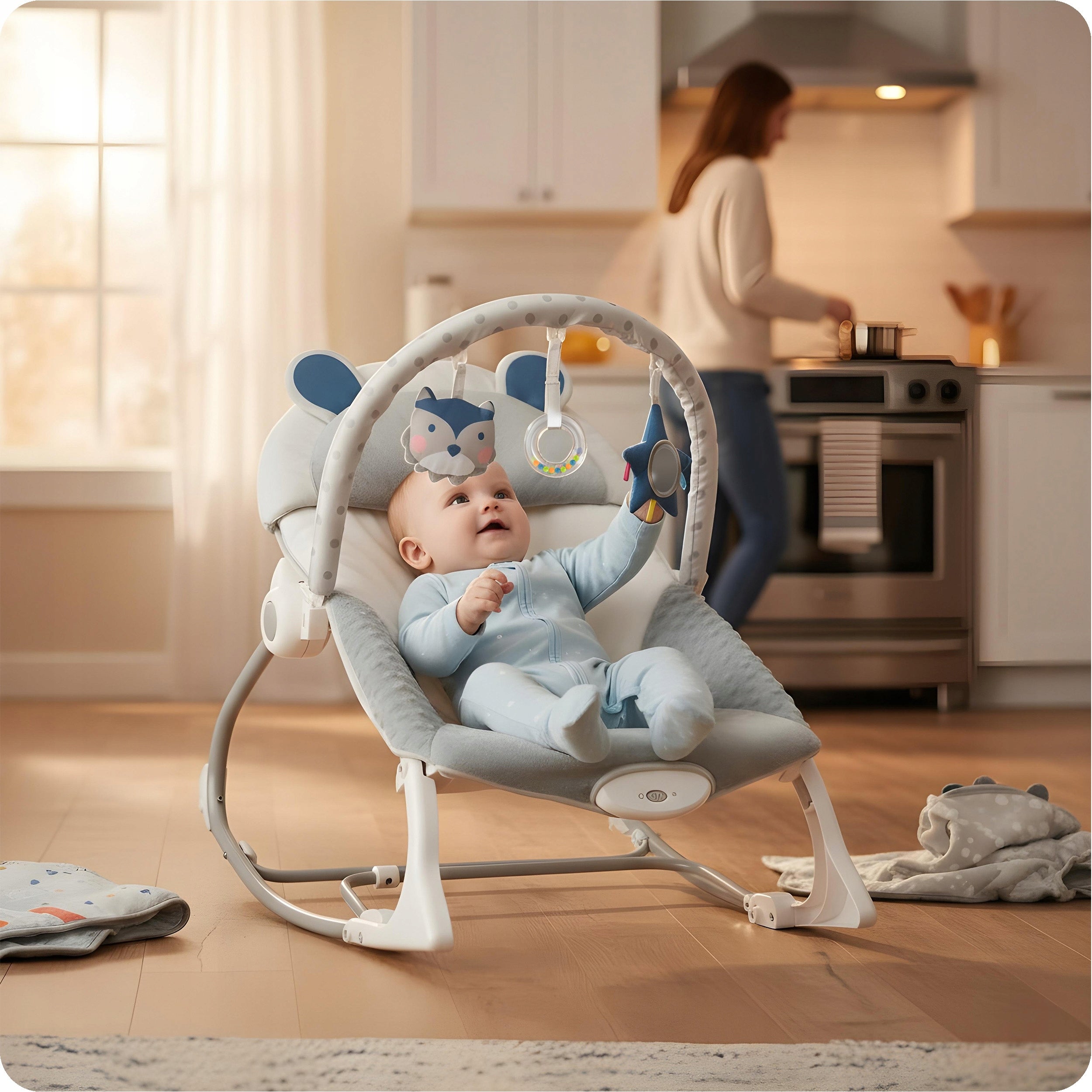 BABY LOUNGER ROCKER 2in1 CRADLE VIBRATION TOYS Ricokids Packaging status original