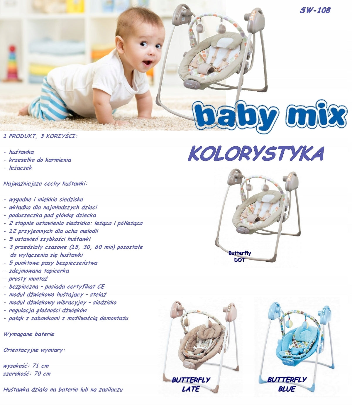 BABY MIX ELECTRONIC SWING CHAIR Brand Baby Mix