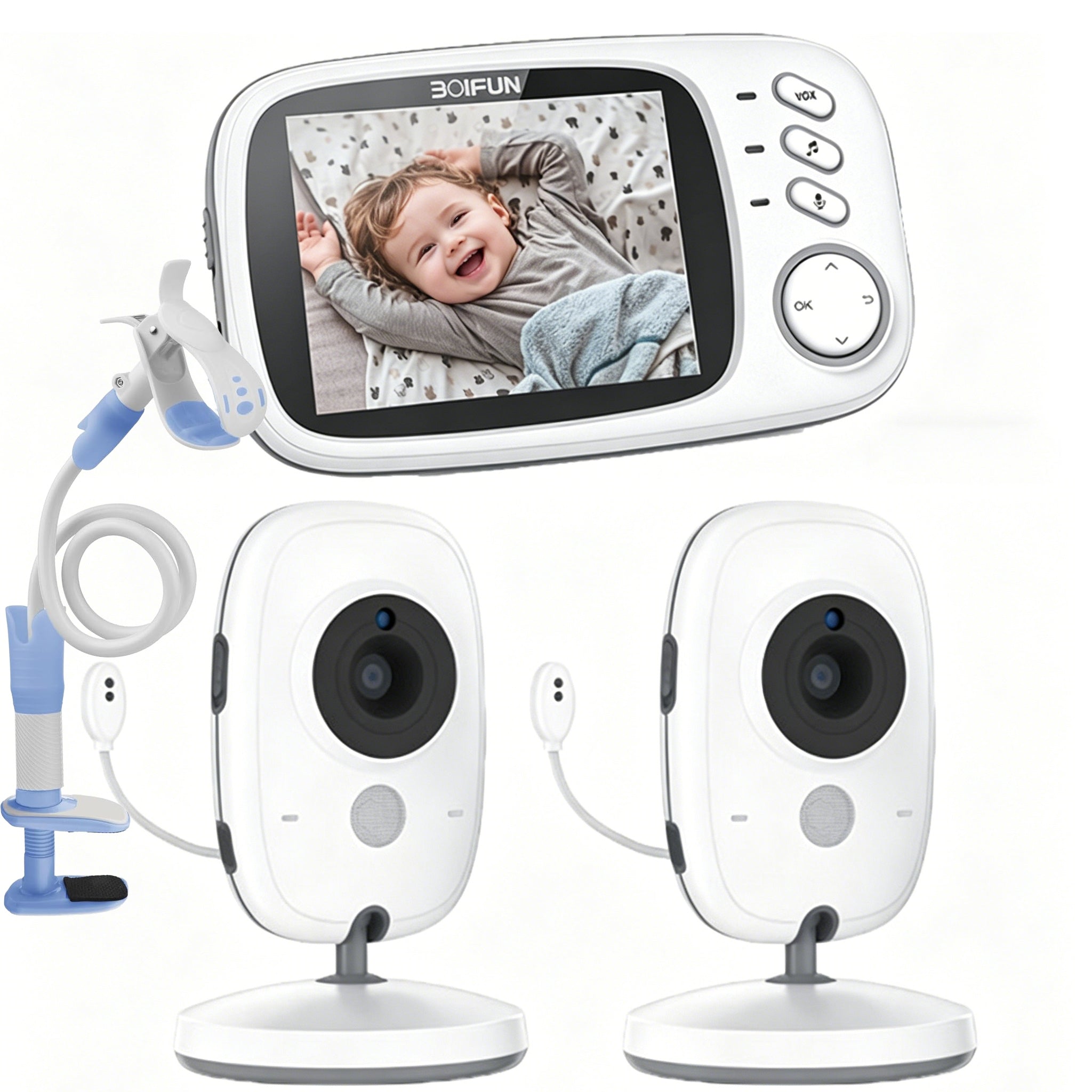 BABY MONITOR 2 LIVE CAMERA LCD 3.2" VOX Mode with Clamp Holder
