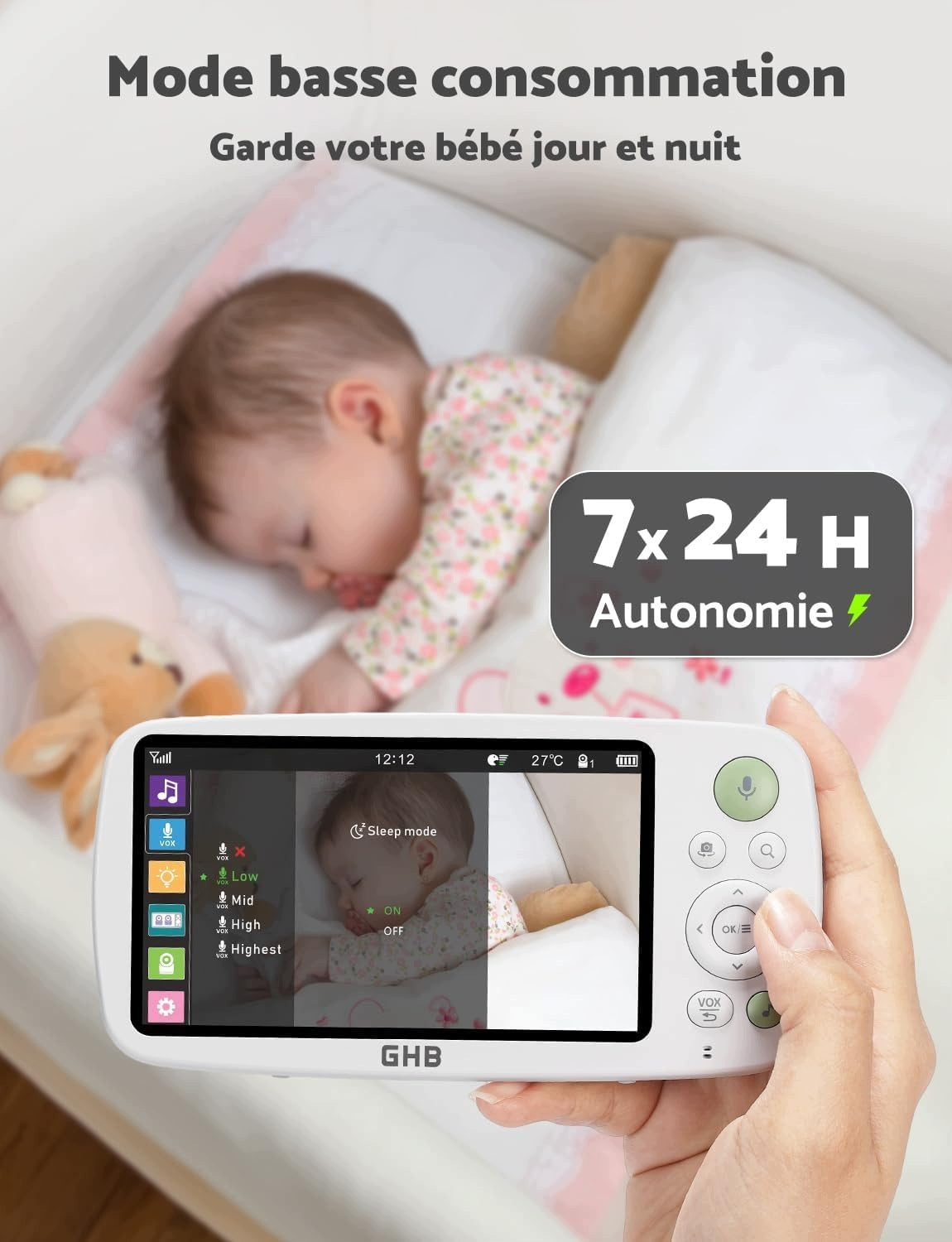 BABY MONITOR 5" HD 1080P 4000MAH 168H VOX NIGHT VISION Brand no brand
