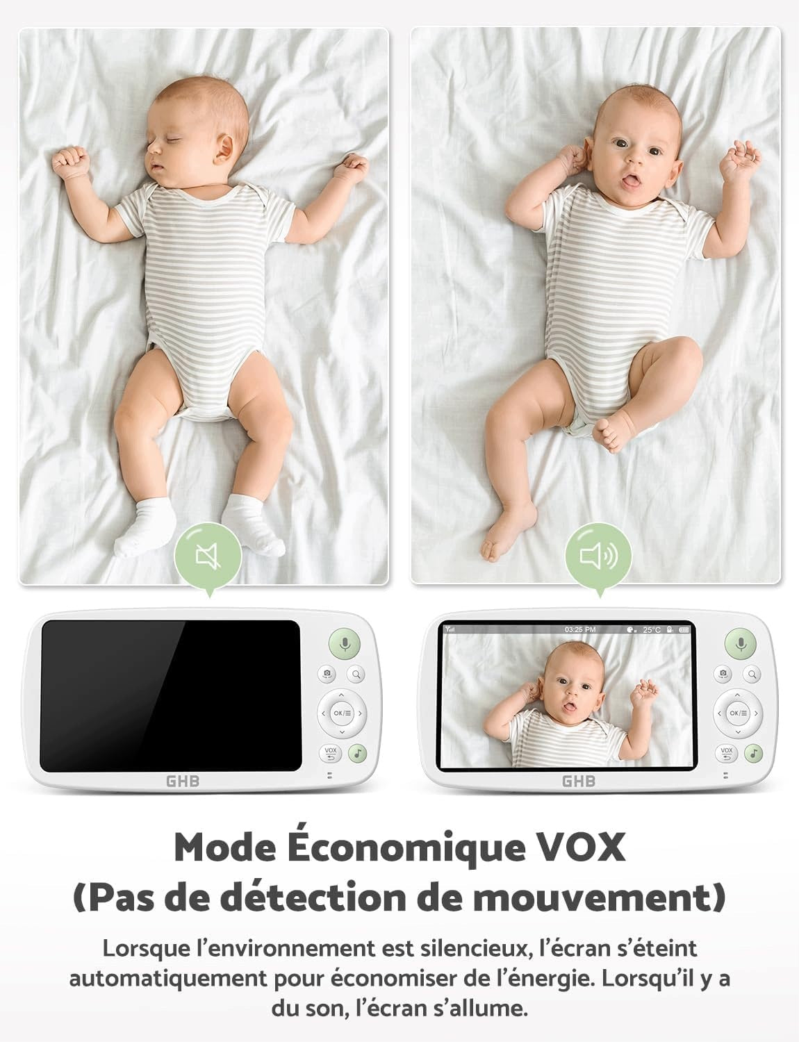 BABY MONITOR 5" HD 1080P 4000MAH 168H VOX NIGHT VISION Kind breathing monitor