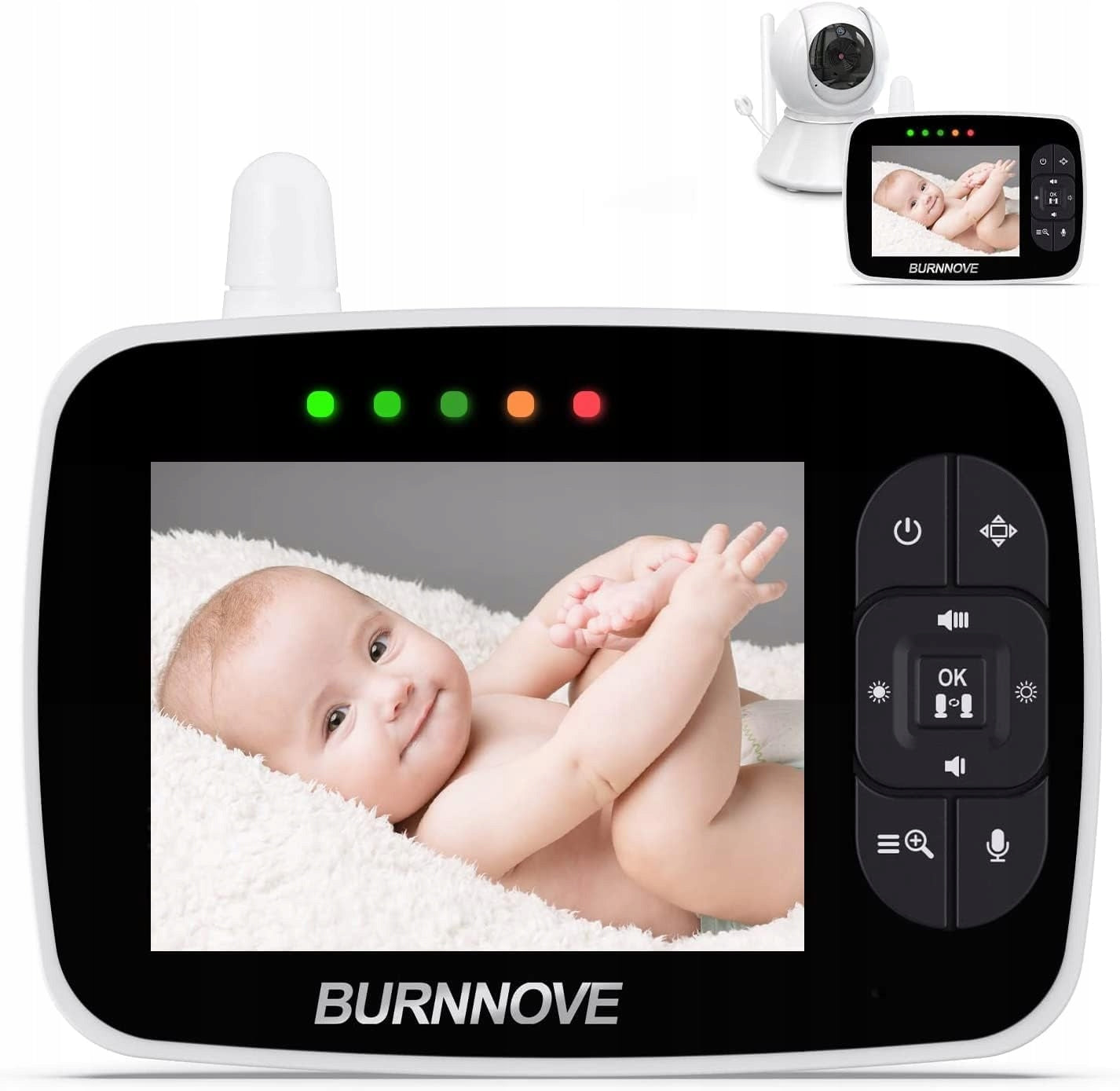 BABY MONITOR BURNNOVE 3,5" MONITOR SCREEN LCD NIGHT VISION SET 2IN1