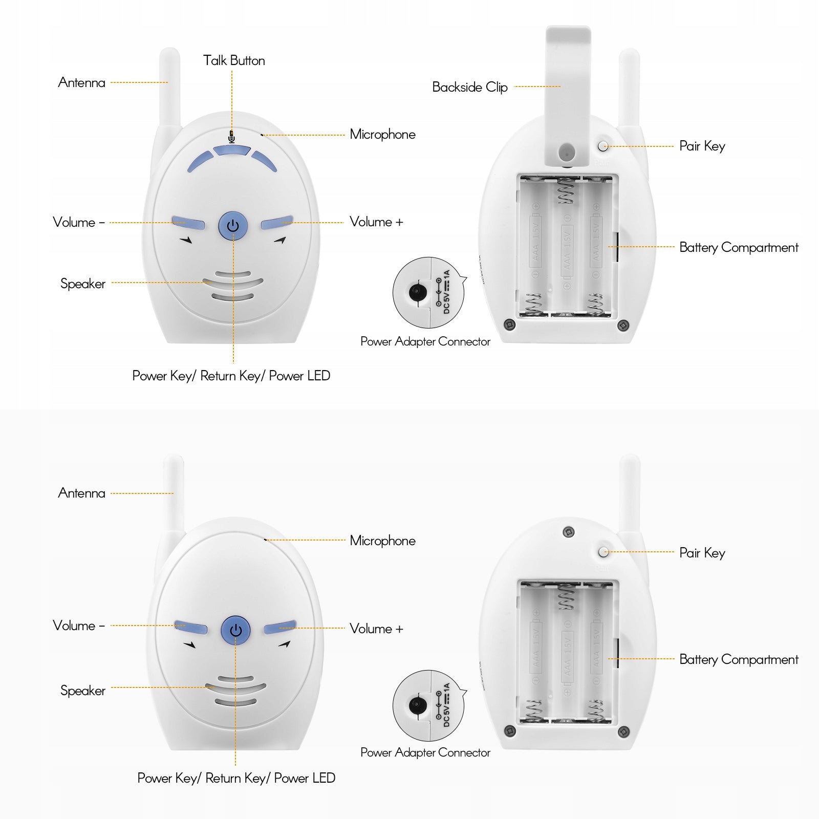 BABY MONITOR ELECTRONIC AUDIO WIRELESS DOUBLE-SIDED COMMUNICATION Kind electronic nanny