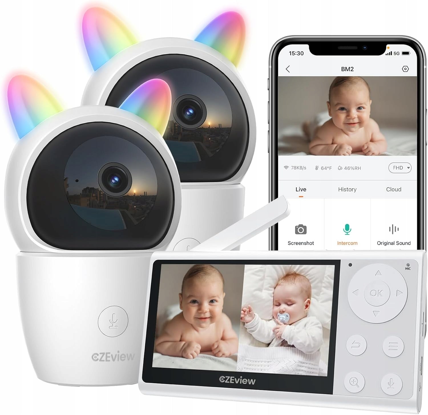 BABY MONITOR ELECTRONIC CZEVIEW BM2 NIGHT VISION CAMERA MONITOR 2PACK 4,3" WIFI