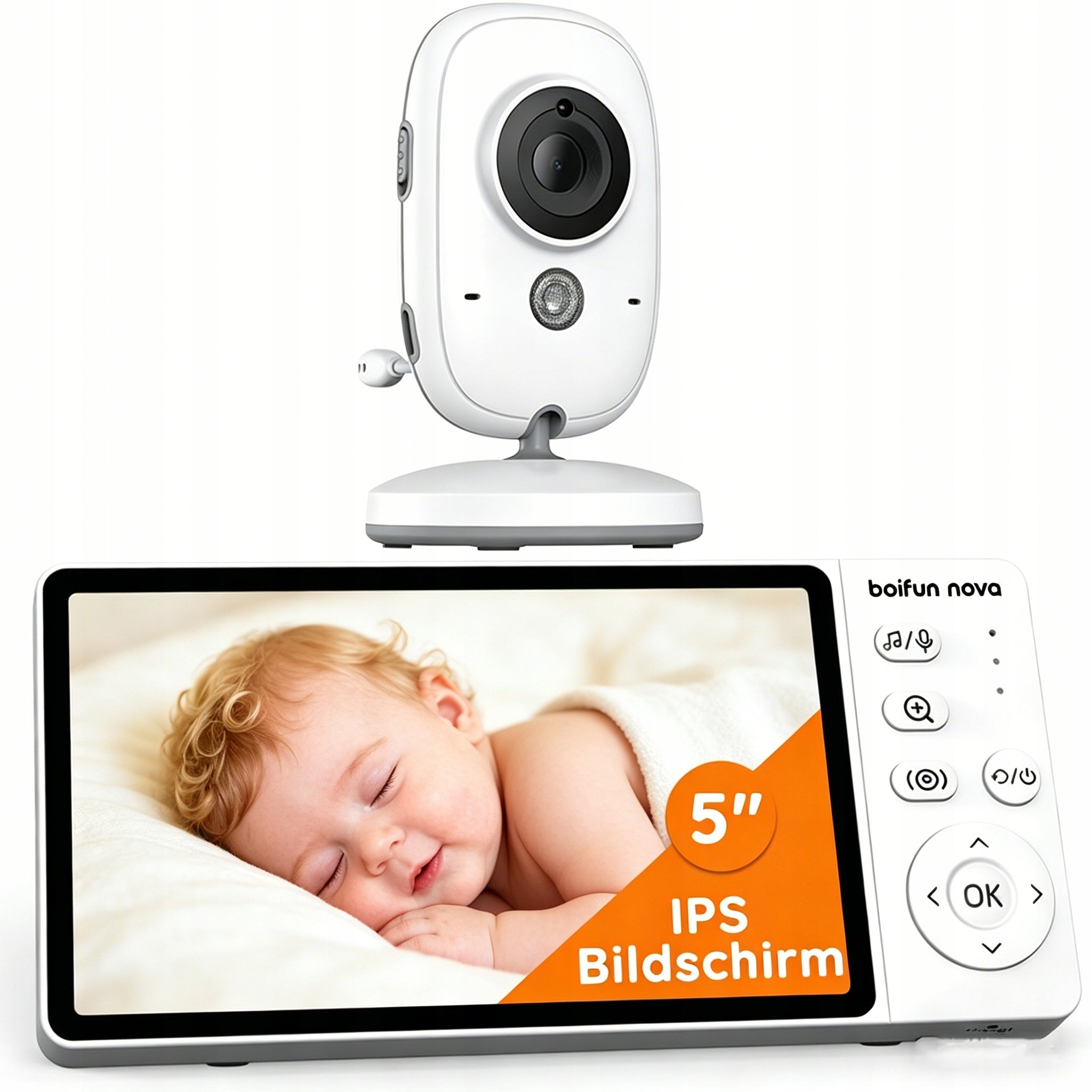 BABY MONITOR ELECTRONIC ROTARY CAMERA FULL HD 5" VOX Temperature Detection