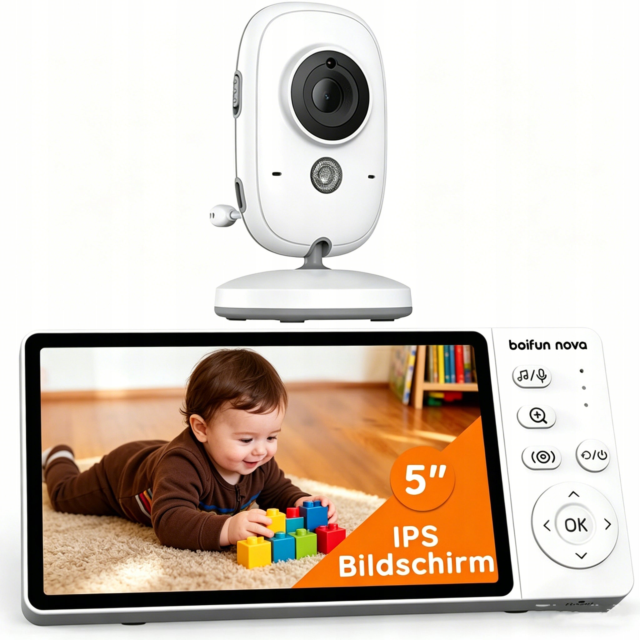 BABY MONITOR ELECTRONIC ROTARY CAMERA FULL HD 5" Without Wi-Fi 3X Zoom Monitor