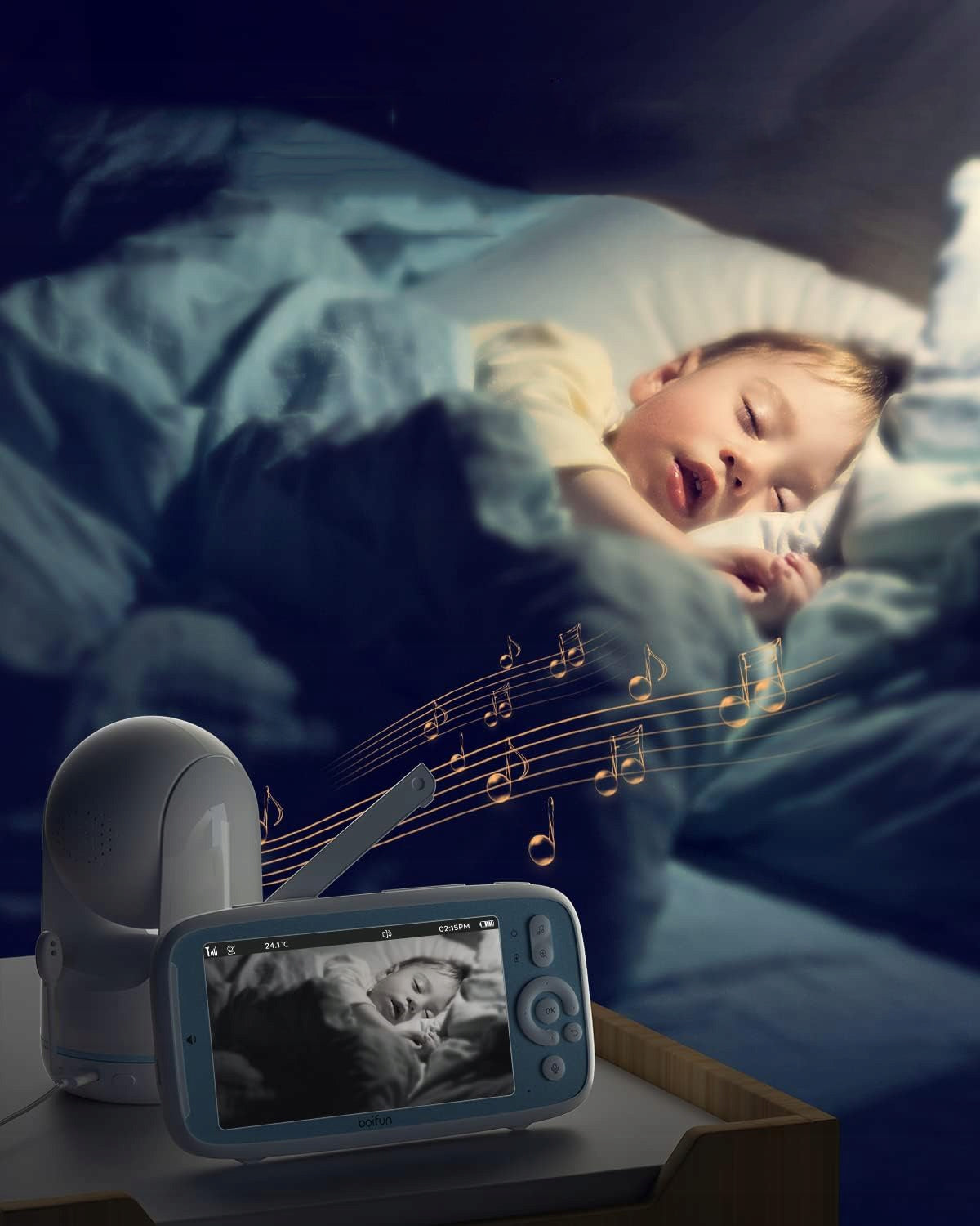 BABY MONITOR ELECTRONIC ROTARY CAMERA HD 3050mAh NIGHT MODE, MONITOR, VOX Medical device no