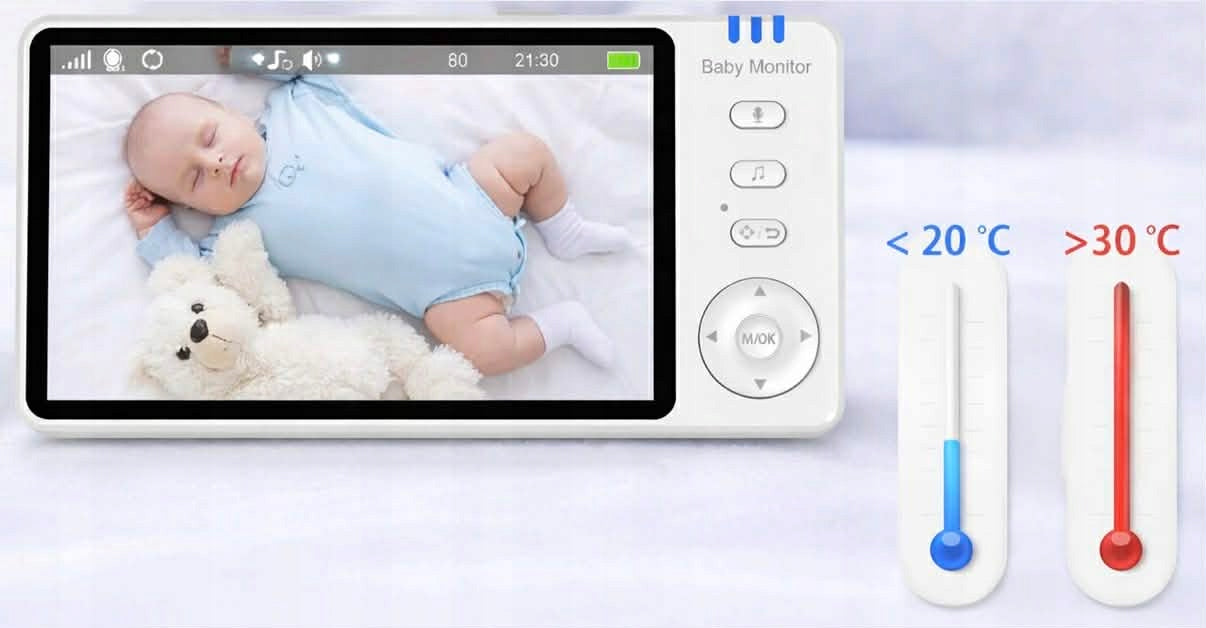 BABY MONITOR ELECTRONIC ROTATING CAMERA LARGE SCREEN WITHOUT WIFI FOR PARENTS 24H Packaging status original