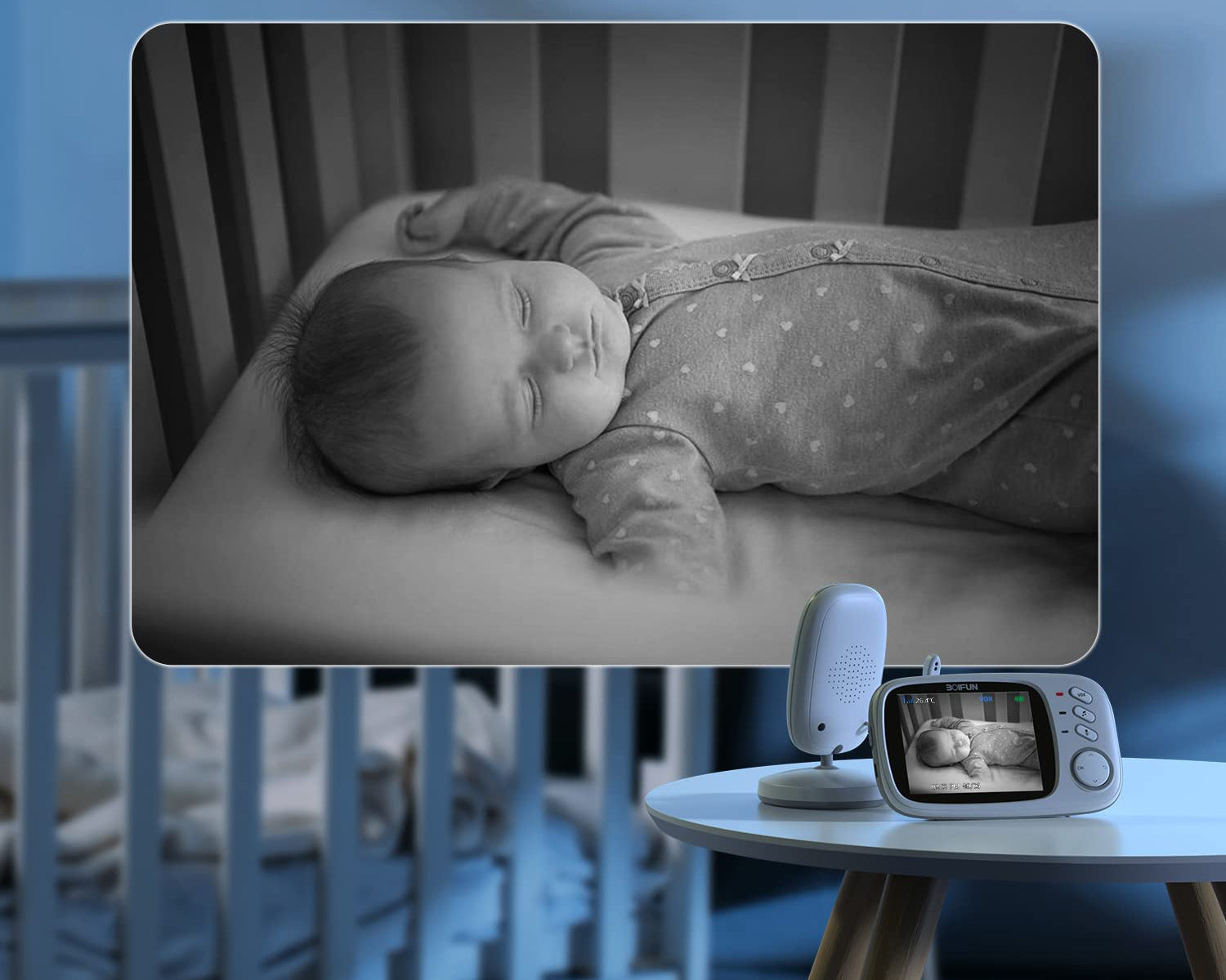 BABY MONITOR ELECTRONIC VOX CAMERA LIVE 3.2" LCD 750mAh HD + ROTARY HOLDER Packaging status original