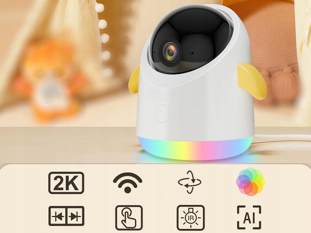 BABY MONITOR ELECTRONIC WIFI 2K 2 CAMERA ROTATING LCD 5" DOUBLE SIDED AUDIO Packaging status original
