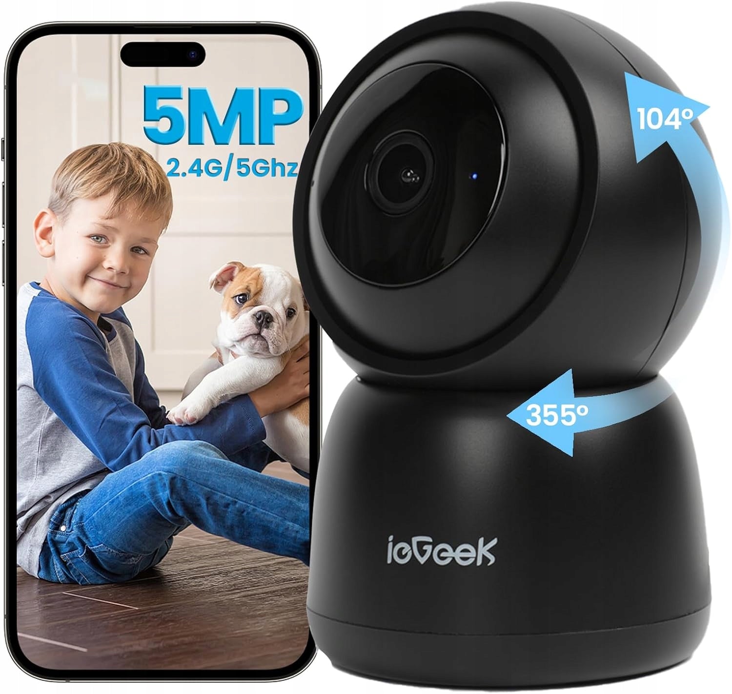 BABY MONITOR ELECTRONIC WIFI CAMERA 5MPx QHD MOTION SENSOR INDOOR ROTATING
