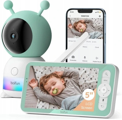 BABY MONITOR ELECTRONIC WIFI ROTARY CAMERA 2K MONITOR APPLICATION LCD BOIFUN