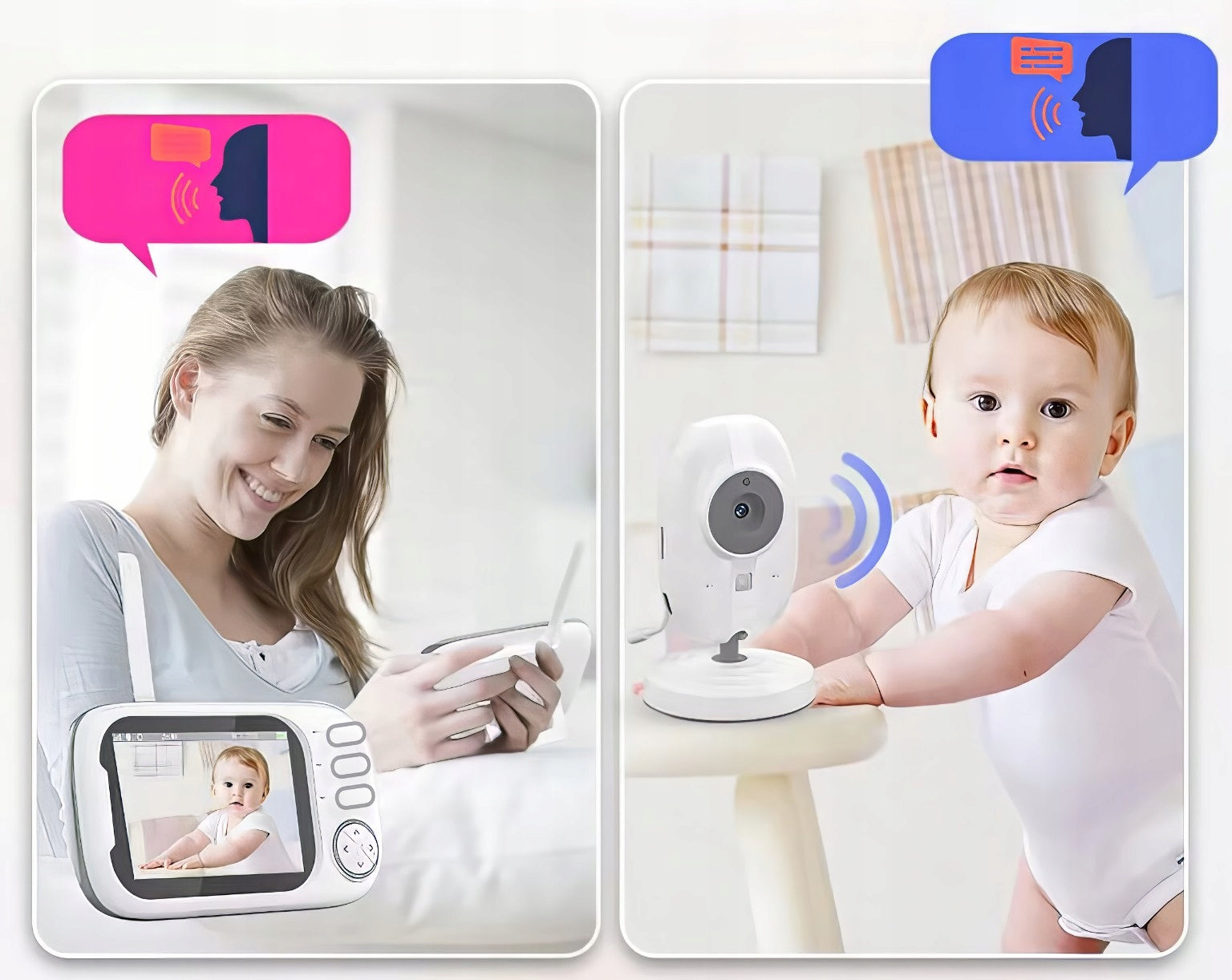 BABY MONITOR HD CAMERA NIGHT MODE LIVE WIFI WIRELESS LCD Color white