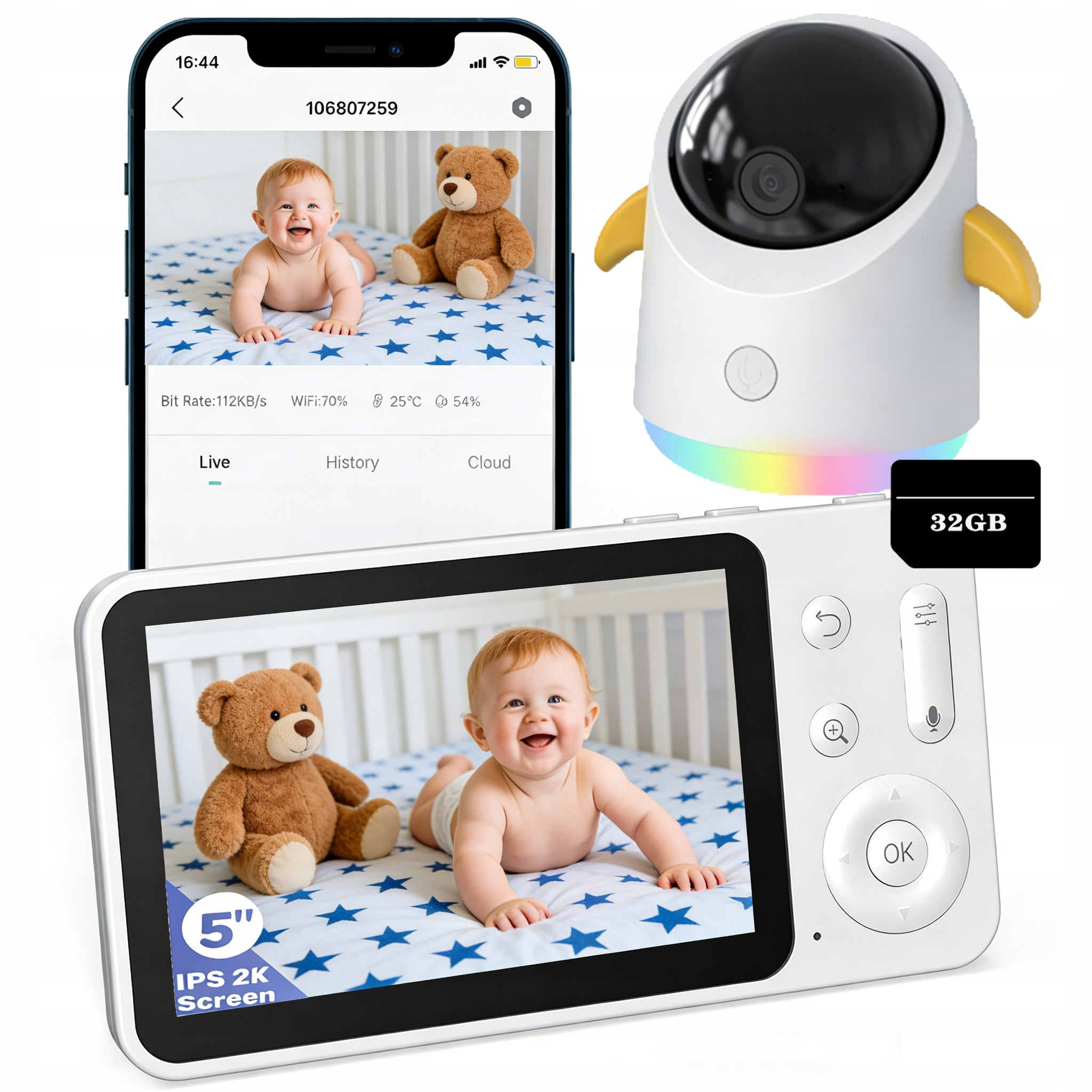 BABY MONITOR HOME WIFI CAMERA IP ROTATING 2K NIGHT VISION 4XZOOM