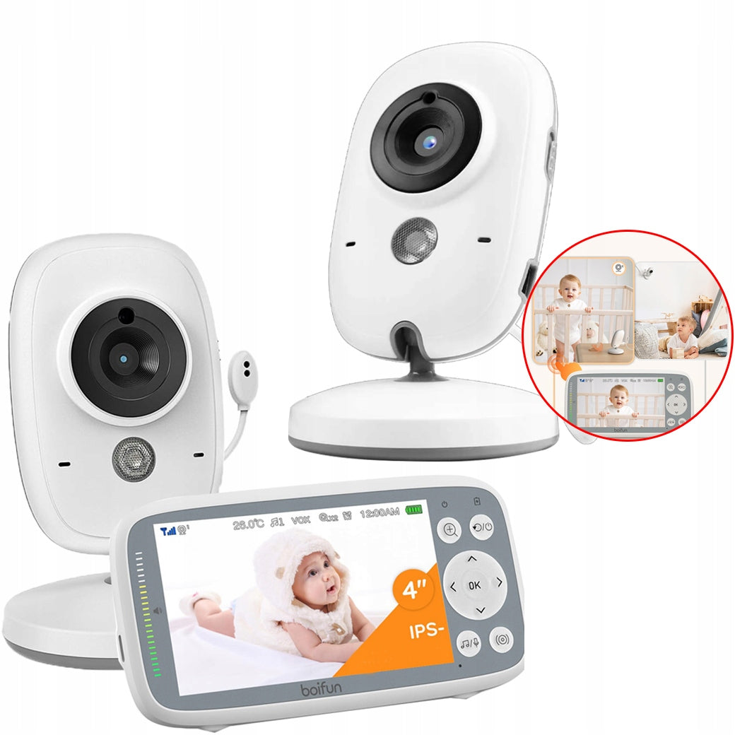 BABY MONITOR WITH 2 CAMERA HD PREVIEW 3 × ZOOM SPLIT SCREEN 4"