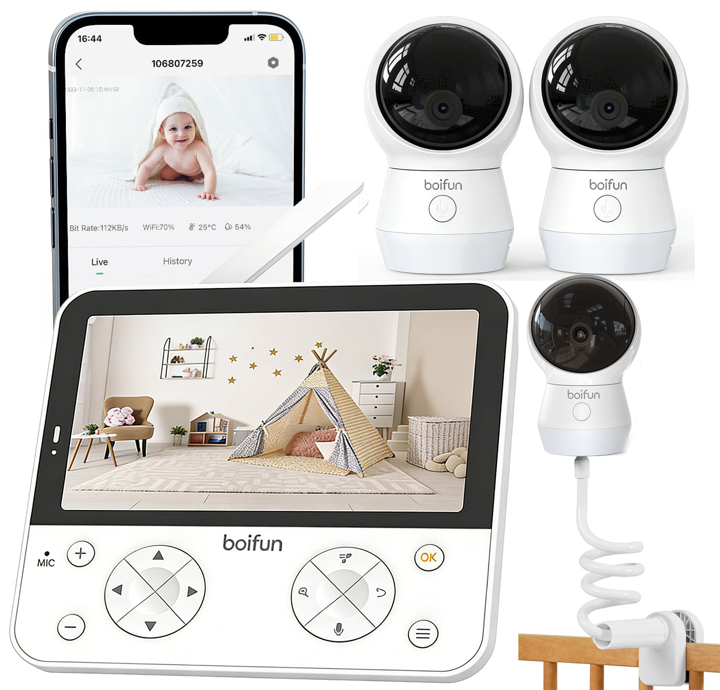 BABY MONITOR WITH CAMERA 2.4G&5G WIFI ROTATING 4MPX LCD 5.5"+ HANDLE