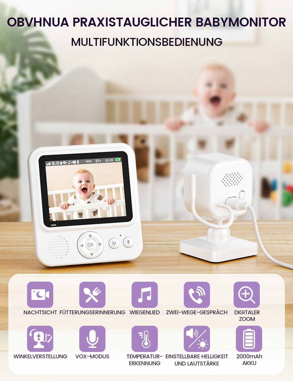 BABY MONITOR WITH HD CAMERA TWO-WAY NIGHT SOUND Brand no brand