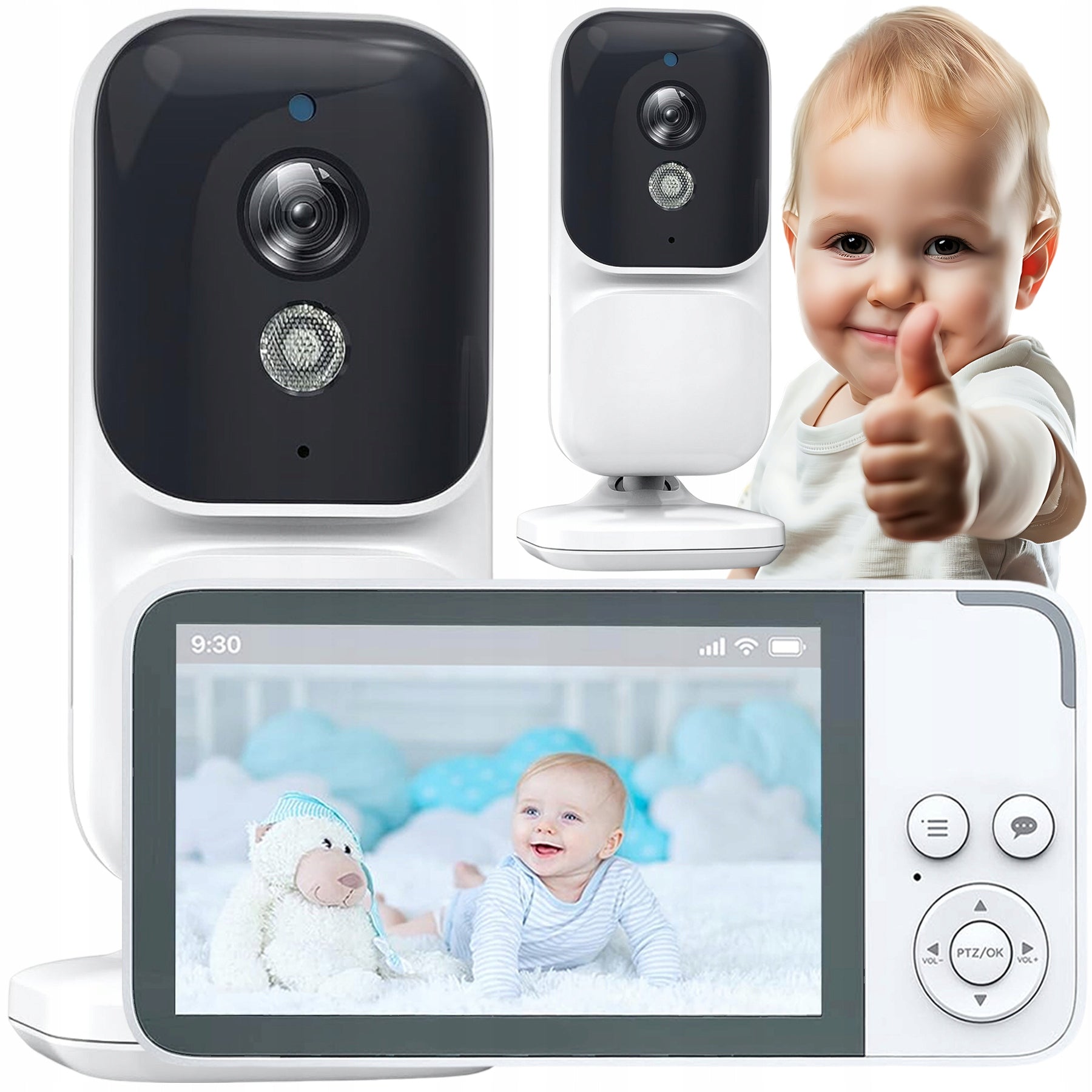 BABY MONITOR WITH LIVE CAMERA LULLABIES NOISE MICROPHONE ALARM CRYING