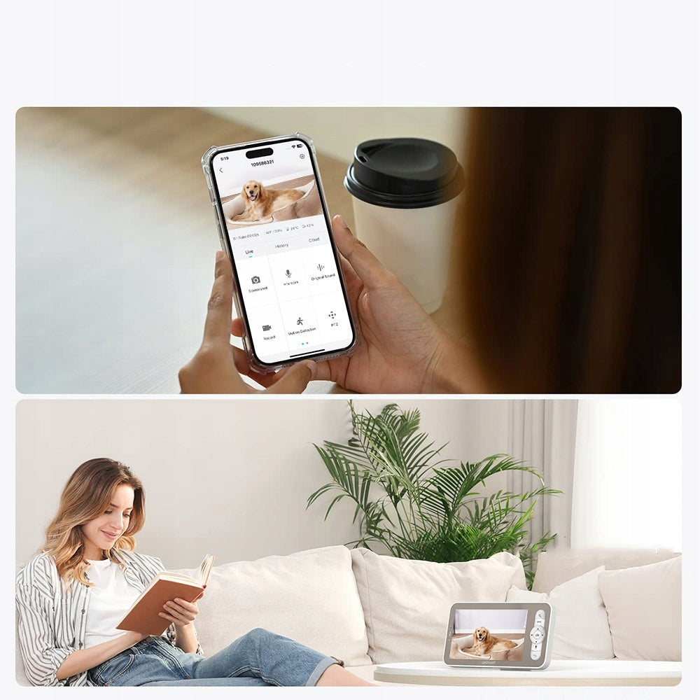 BABY MONITOR WITH WIFI CAMERA 720P PTZ 355°+LCD MONITOR 5" 3000mAh AKU Medical device no