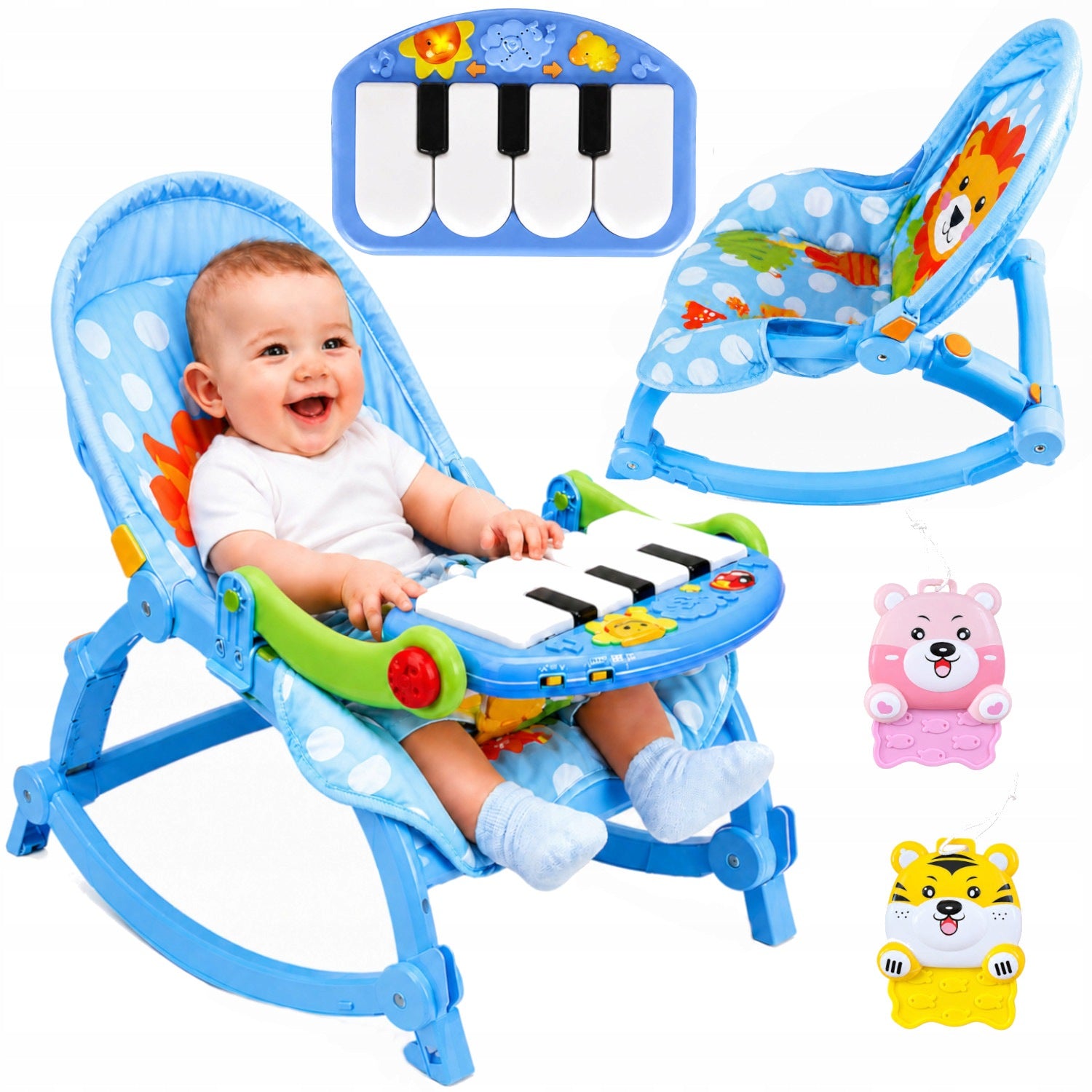 BABY ROCKER LOUNGER CRADLE PIANO RATTLE CRIB