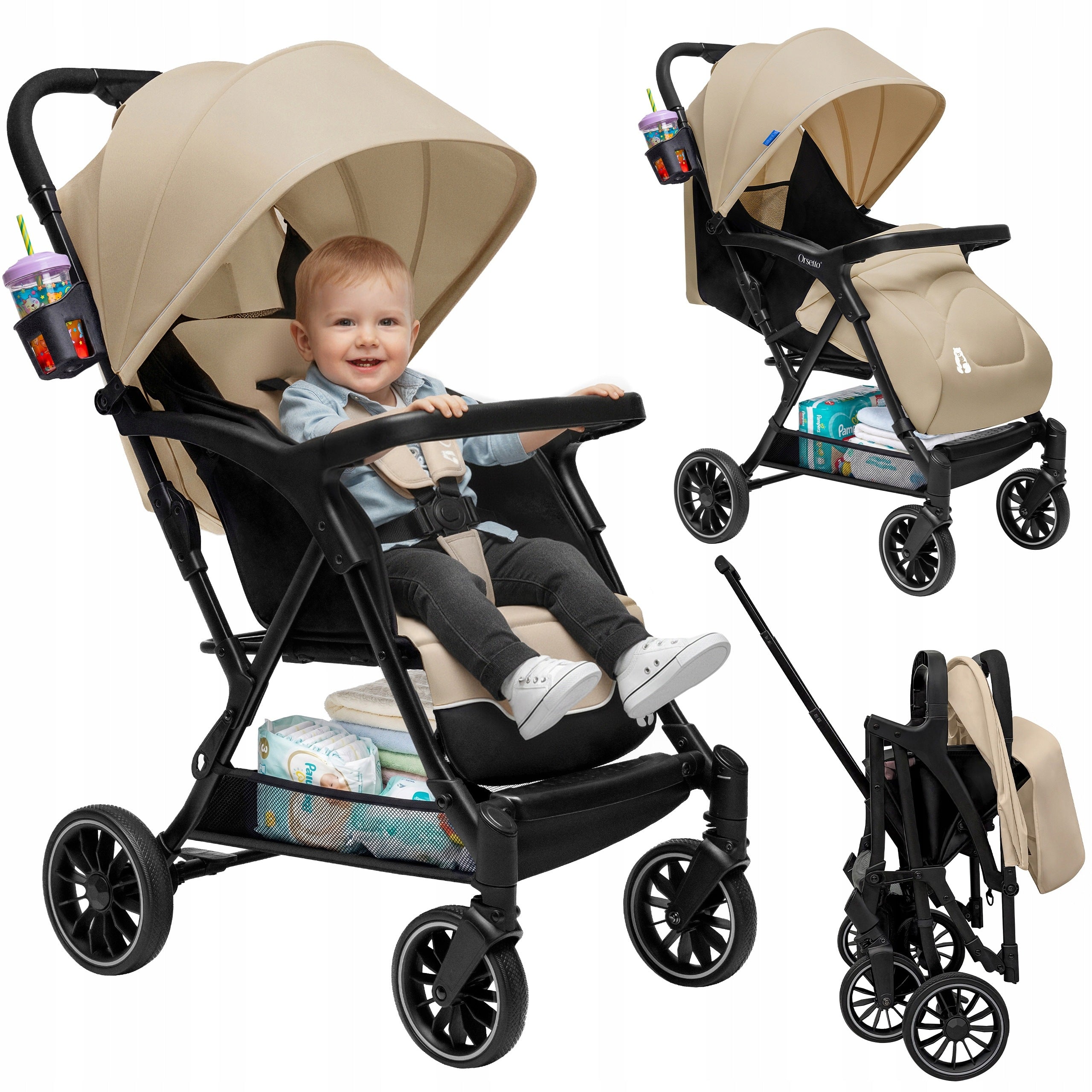 BABY STROLLER LUNA STROLLER UP TO 22 kg AUTOMATIC FOLDING RETRACTABLE HANDLE