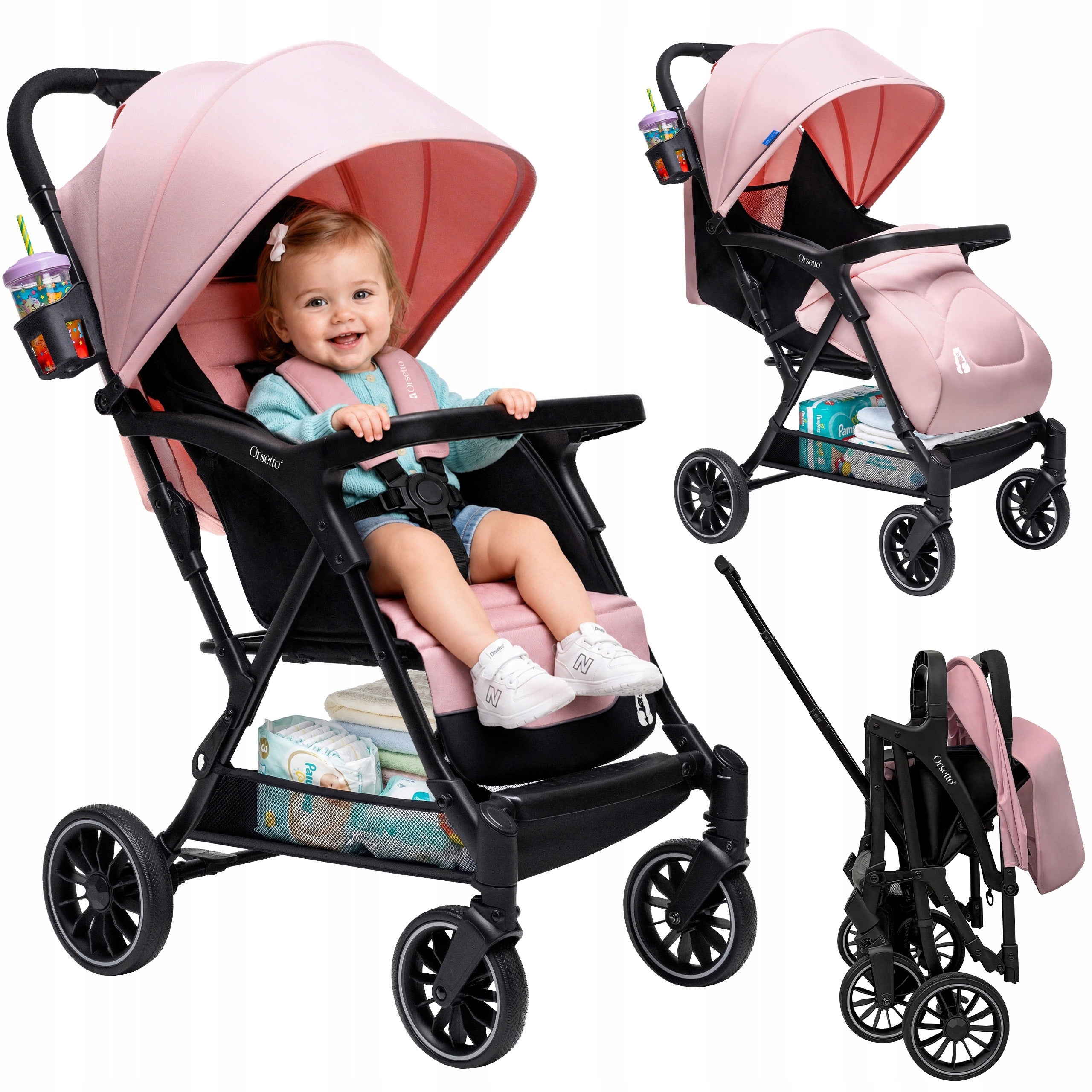 BABY STROLLER LUNA STROLLER UP TO 22 kg FOLDING AUTOMATIC RETRACTABLE HANDLE