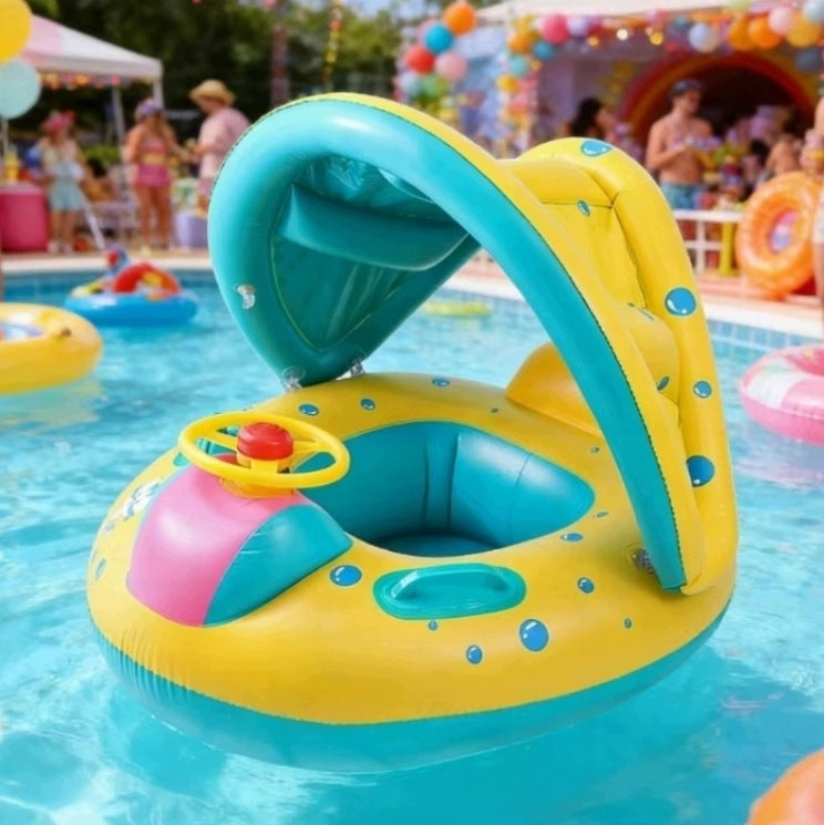 BABY SWIMMING WHEEL KIDS WITH CANOPY STEERING WHEEL INFLATABLE PONTOON Brand no brand