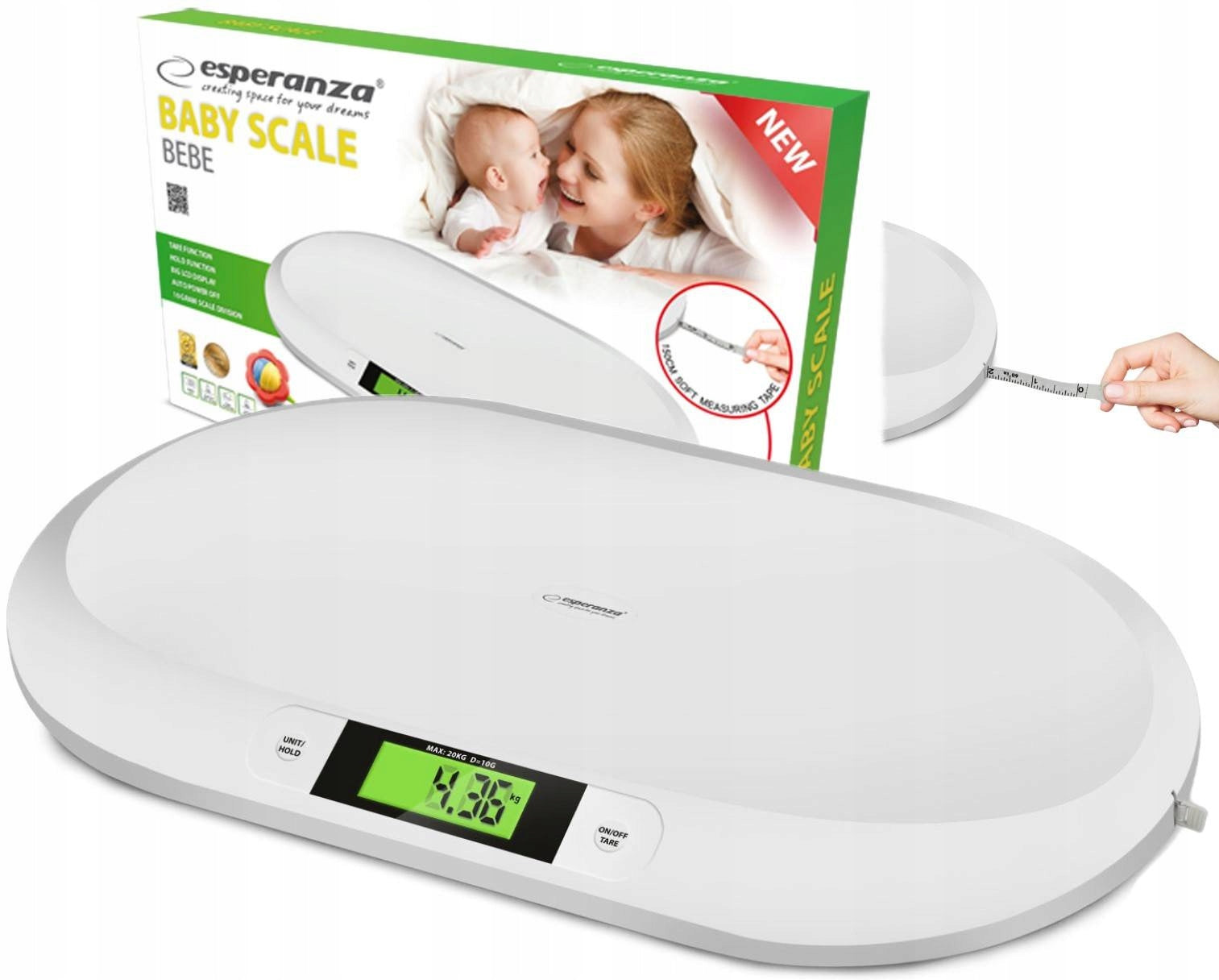 BABY WEIGHING SCALE FOR INFANTS UP TO 20KG LCD WITH MEASURING CUP Packaging status original