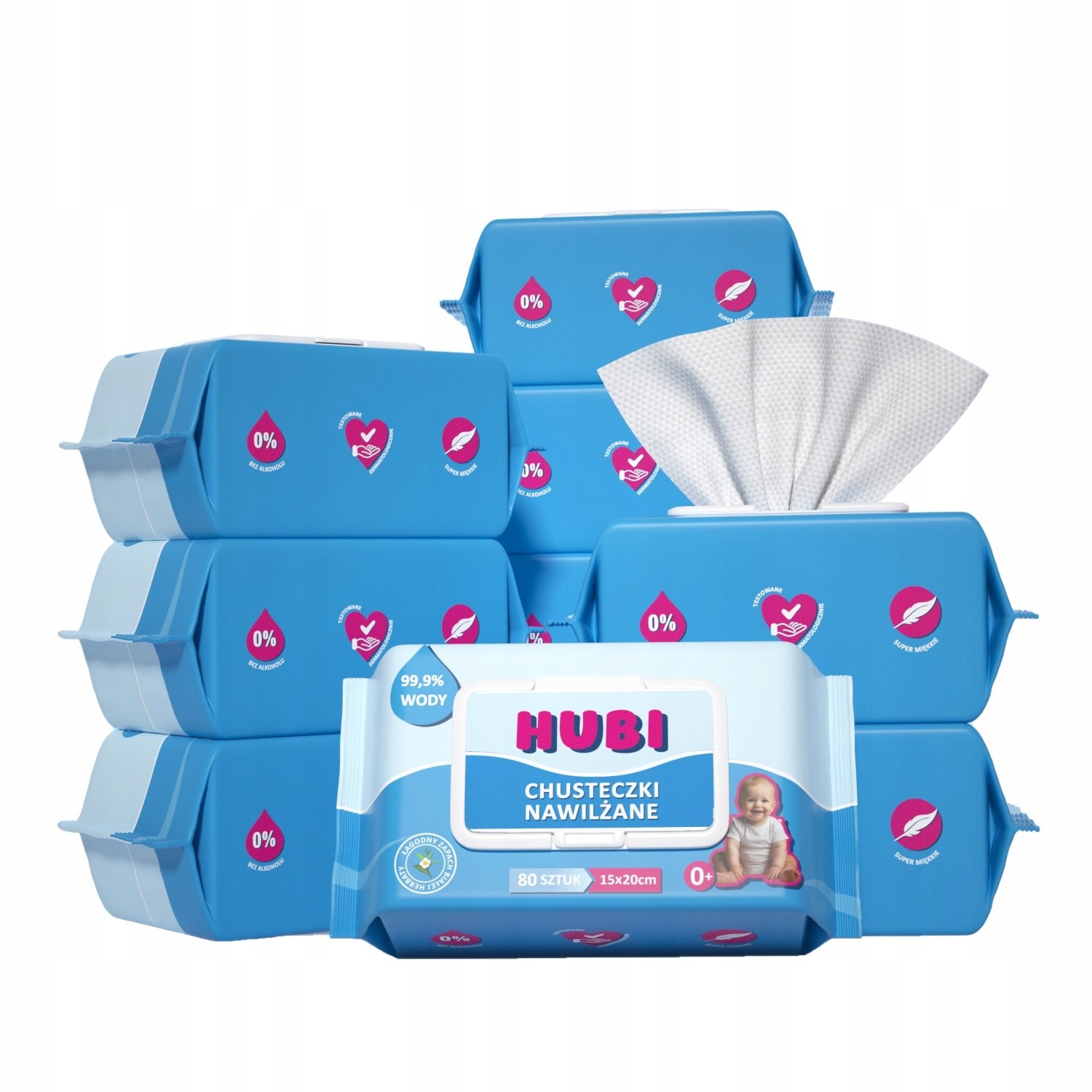 BABY WET WIPES 99,9% WATER WITH CLIP 10 x 80PCS