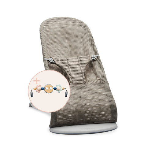 BABYBJORN - BLISS MESH lounger - Grey beige + Toy Googly Eyes Pastels