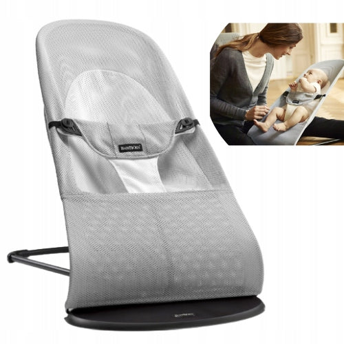 BABYBJORN LOUNGER BALANCE SOFT MESH SILVER/WHITE grey blk frame