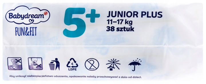 BABYDREAM Fun&Fit Diapers +5 Junior 11-17 kg 38 pcs Diapers type disposable