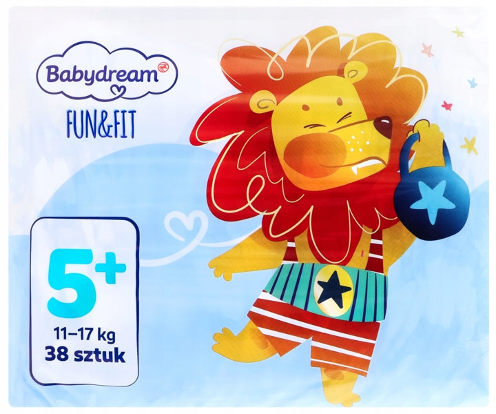 BABYDREAM Fun&Fit Diapers +5 Junior 11-17 kg 38 pcs