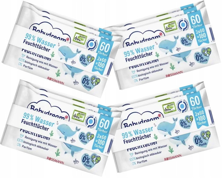 BABYDREAM WIPES MOISTURIZED 99% WATER 4x180=720 pcs.