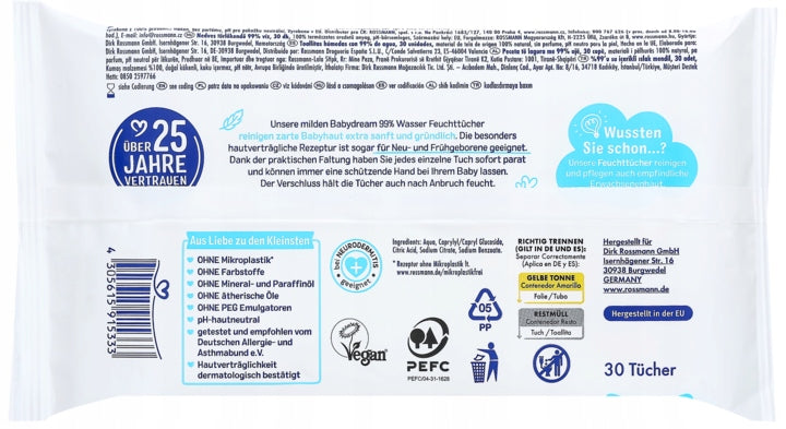 BABYDREAM Wet wipes 99% water 30 pieces Line of tissues other