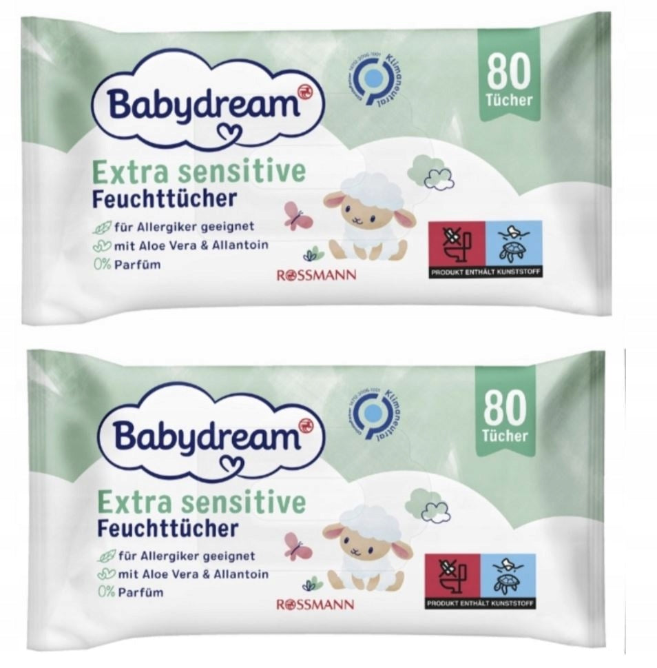 BABYDREAM Wet wipes Sensitive Aloe Allantoin 2x80 pcs. 160pcs.