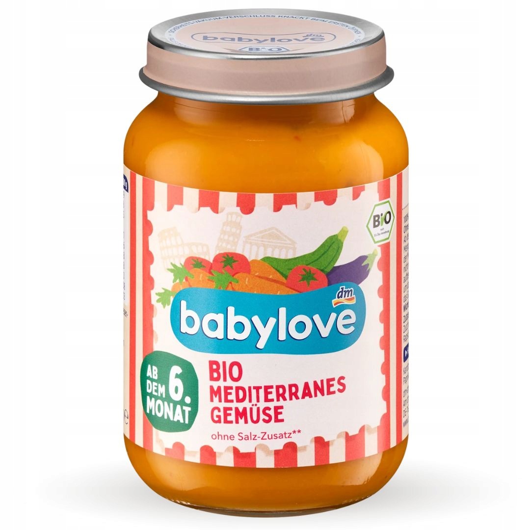 BABYLOVE BIO MEDITERRANEAN VEGETABLE DINNER WITH EGGPLANT 6m WITHOUT SALT
