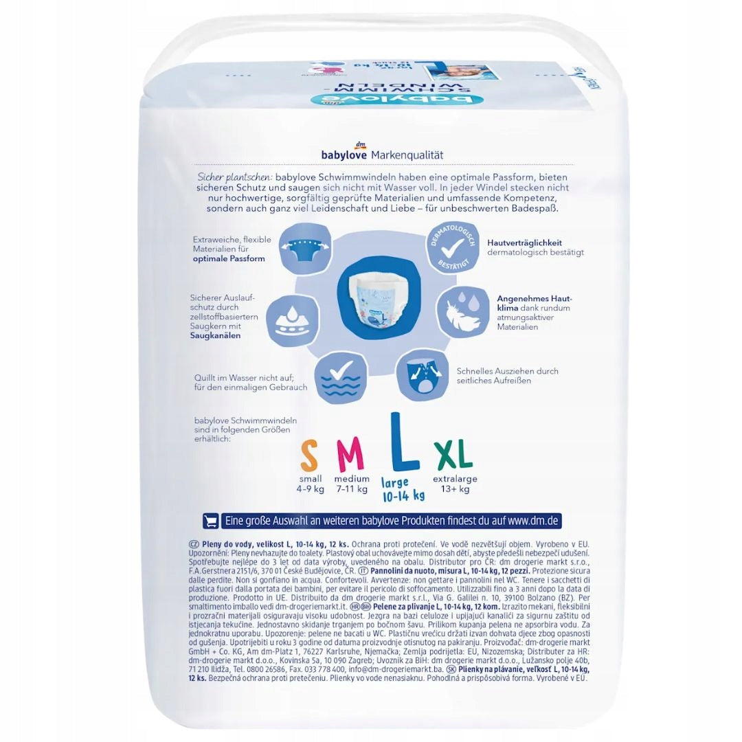 BABYLOVE DIAPERS FOR SWIMMING POOL L 10-14 kg 12pcs Packaging status original