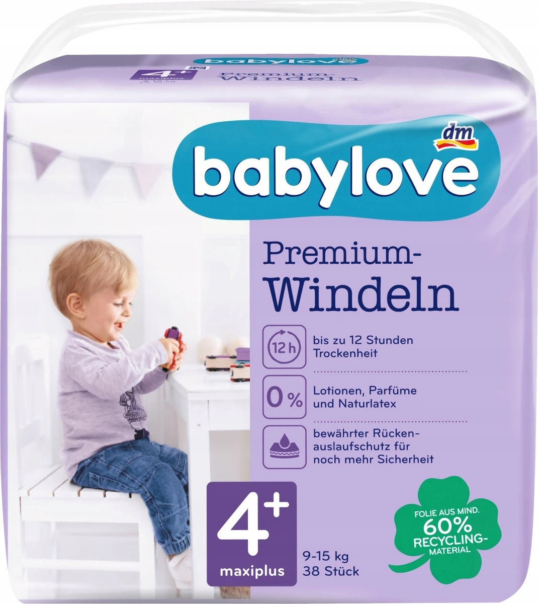 BABYLOVE DIAPERS NO. 4+ DIAPERS 38 pcs MAXIPLUS