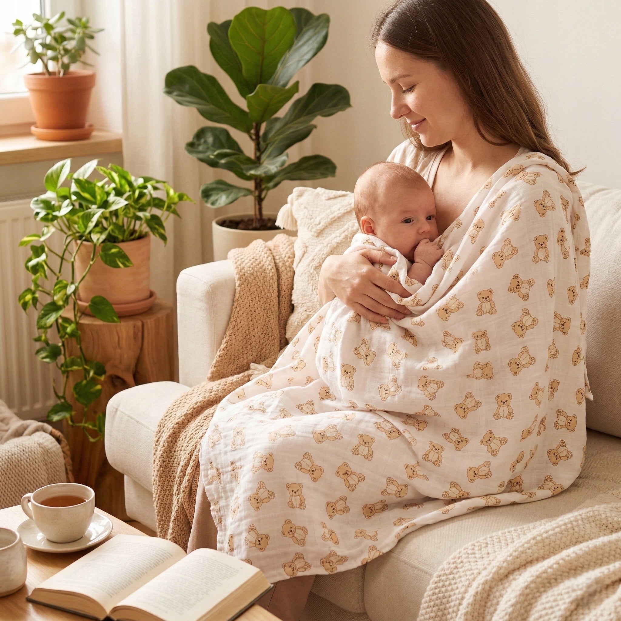 BABYMAM MUSLIN DIAPER BLANKET SWADDLE 120x120cm Packaging status original