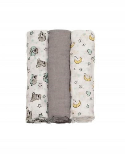 BABYONO Muslin diapers with grey color 3 pieces