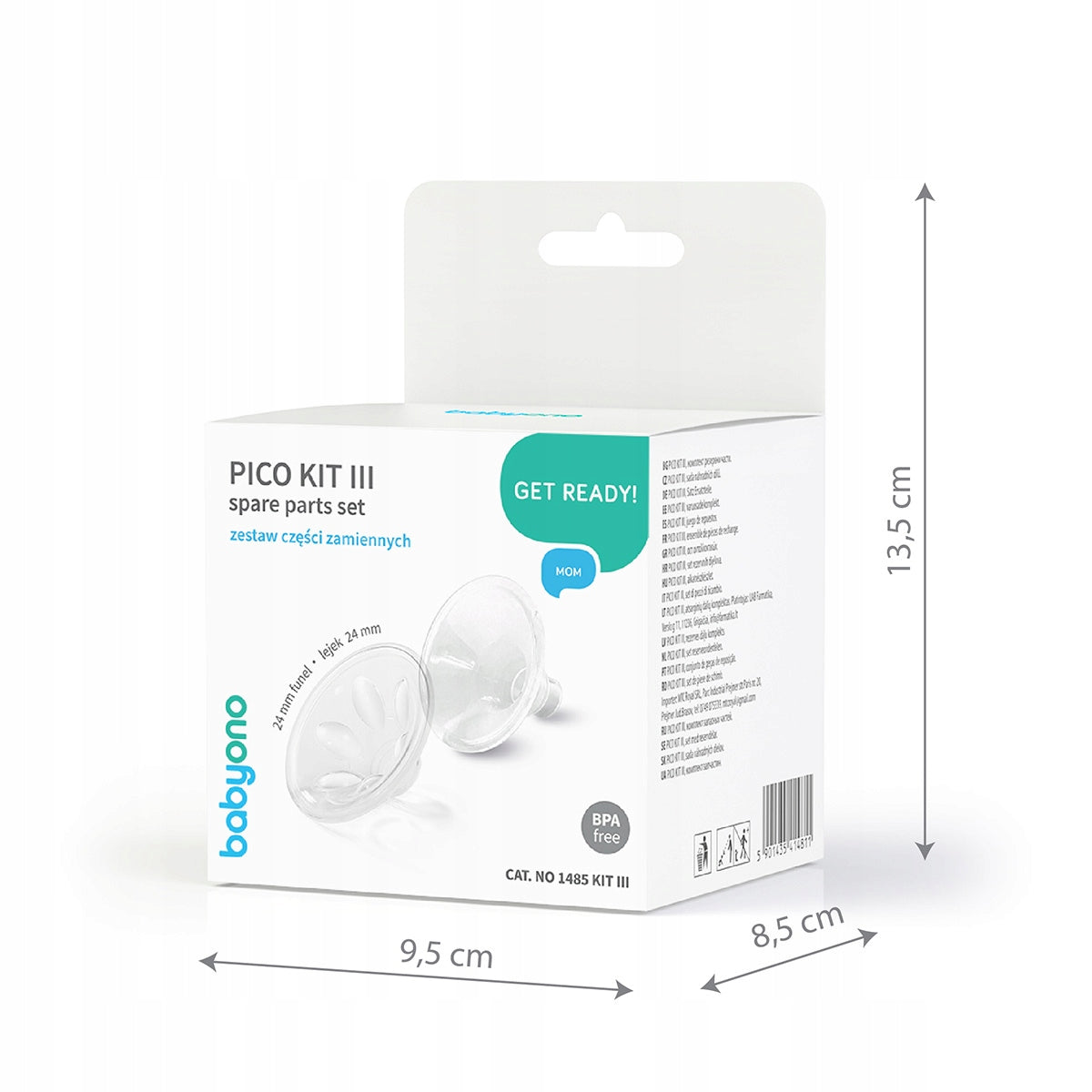 BABYONO PICO KIT III SET OF SPARE PARTS FOR BREAST PUMP FUNNEL 24mm 1485 Brand Babyono