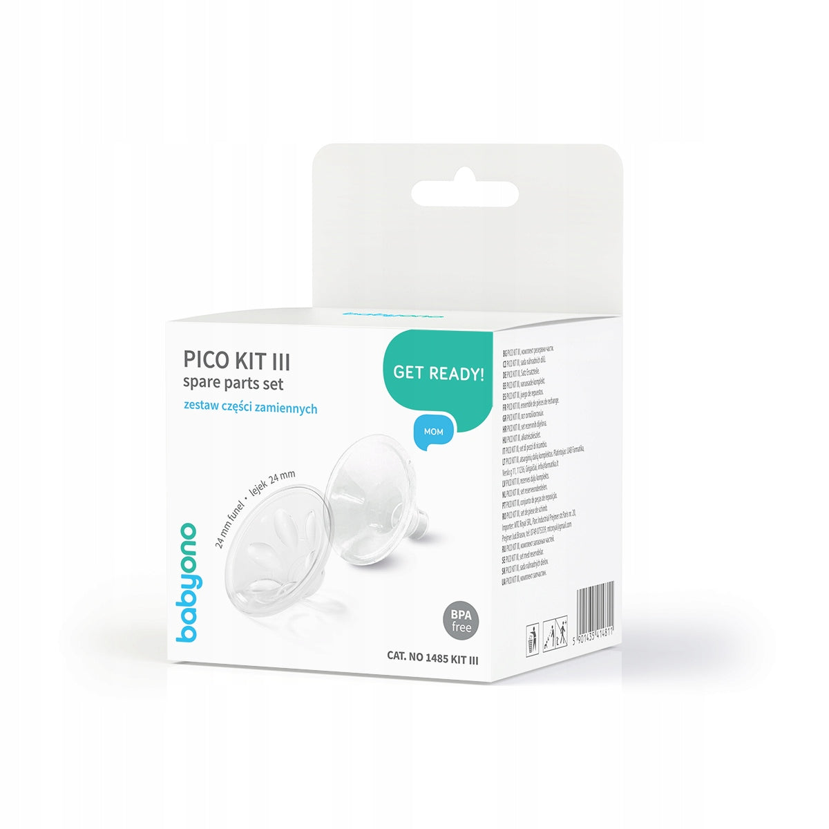 BABYONO PICO KIT III SET OF SPARE PARTS FOR BREAST PUMP FUNNEL 24mm 1485