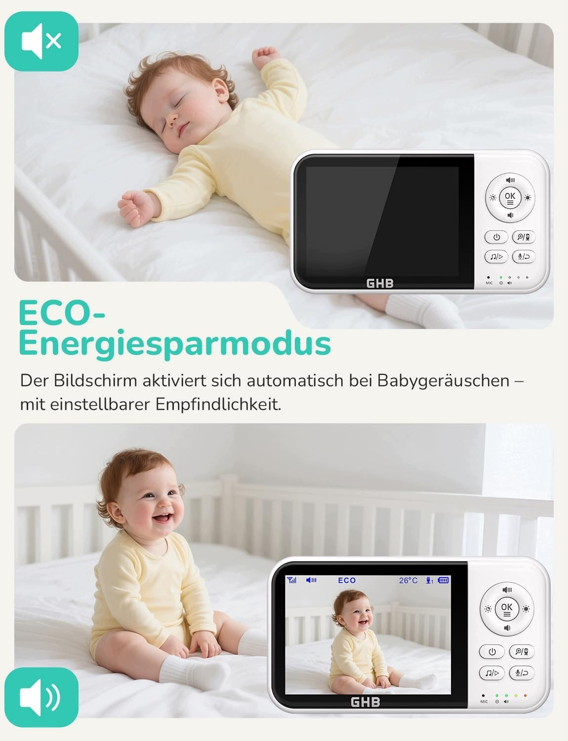 BABYPHONE BABY MONITOR 3,2" LCD 2100MAH NIGHT VISION Kind breathing monitor