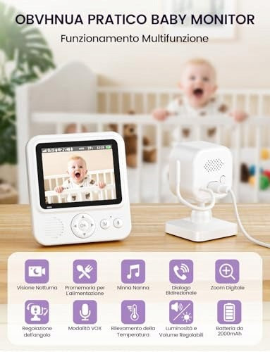 BABYPHONE WITH CAMERA 2 8 INCH BABY MONITOR 720P HD 2000MAH Packaging status original