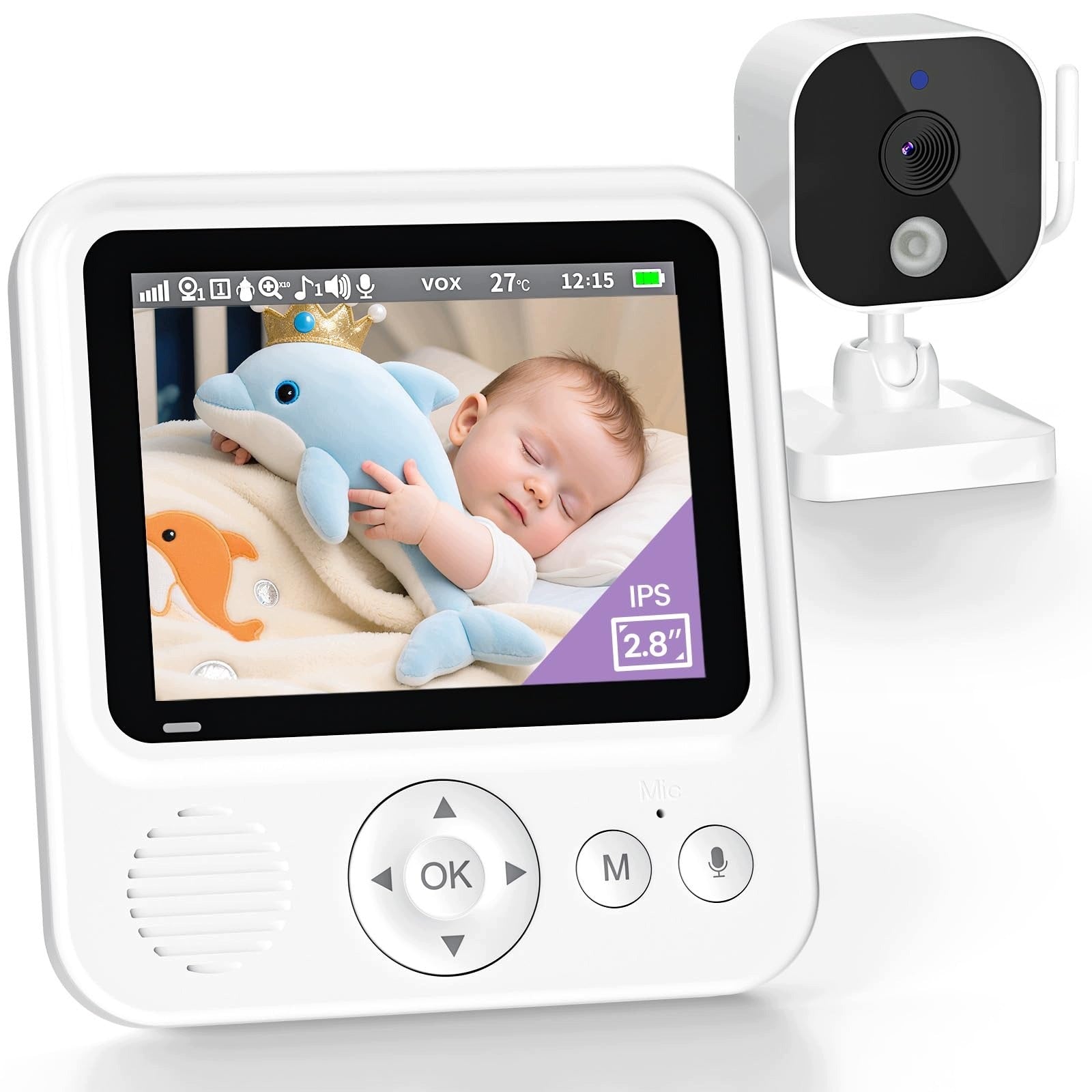 BABYPHONE WITH CAMERA 2 8 INCH BABY MONITOR 720P HD 2000MAH