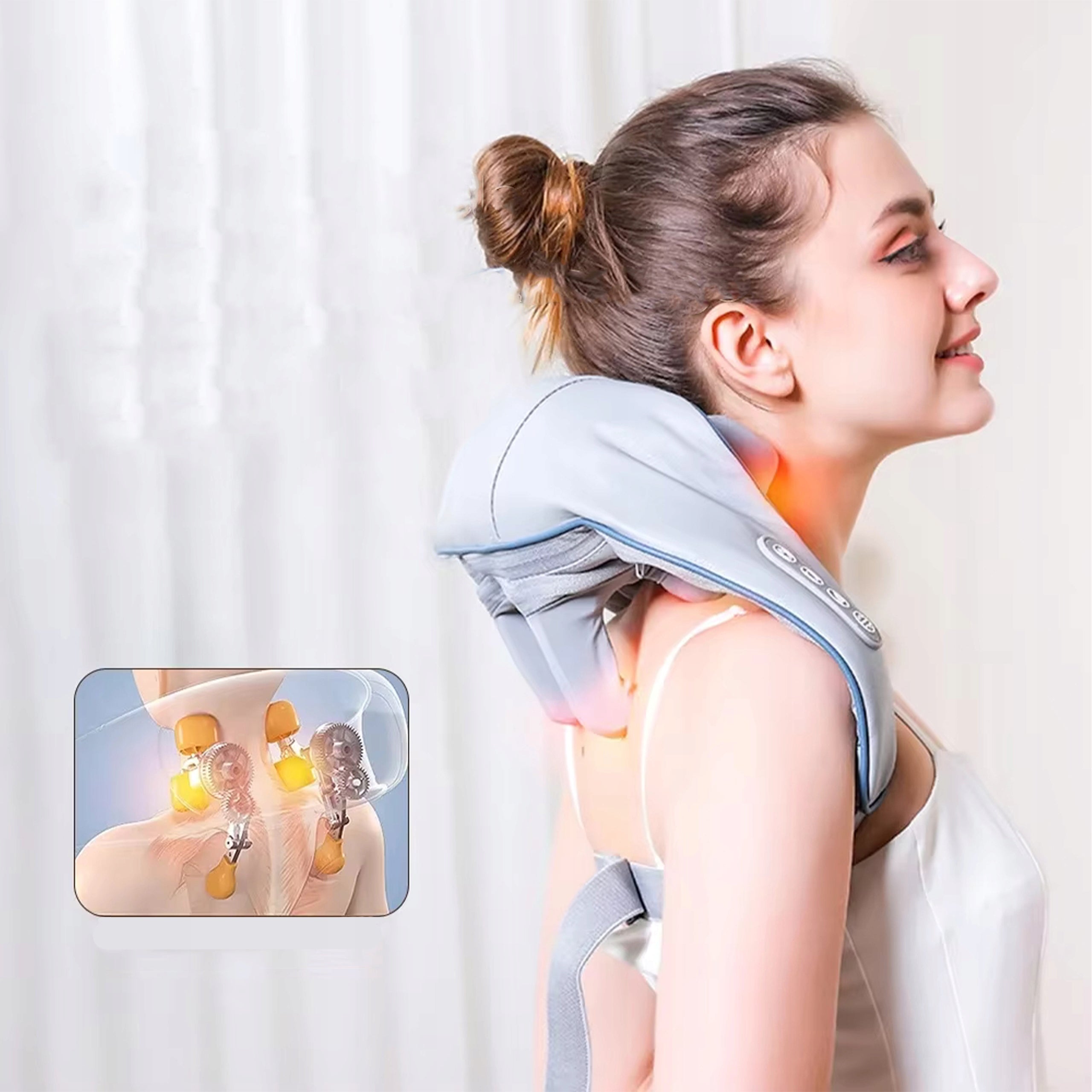 BACK NECK MASSAGER HEATING SHIATSU WIRELESS BATTERY Medical device no