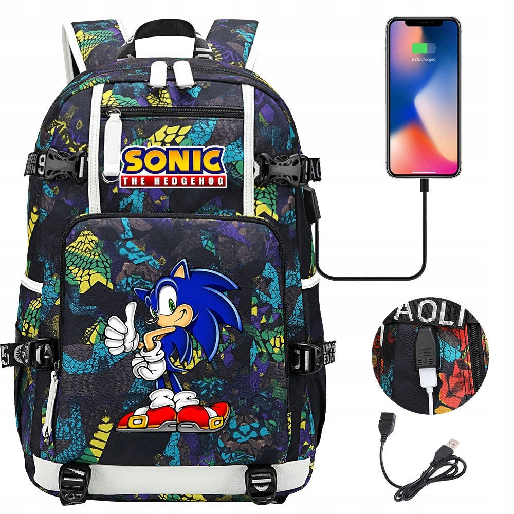 BACKPACK A4 Sonic WATERPROOF USB PATTERNS Best gift of all