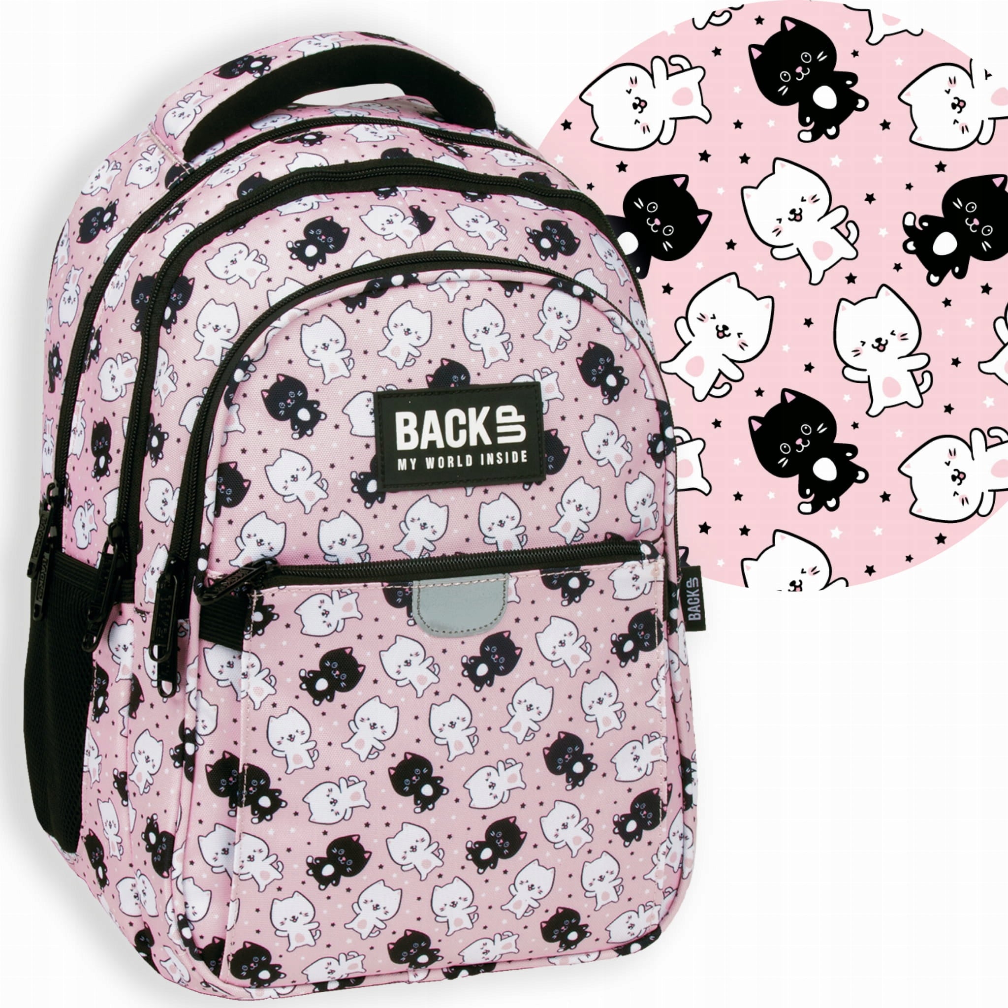 BACKPACK BACKUP SCHOOL CATS PINK GIRL