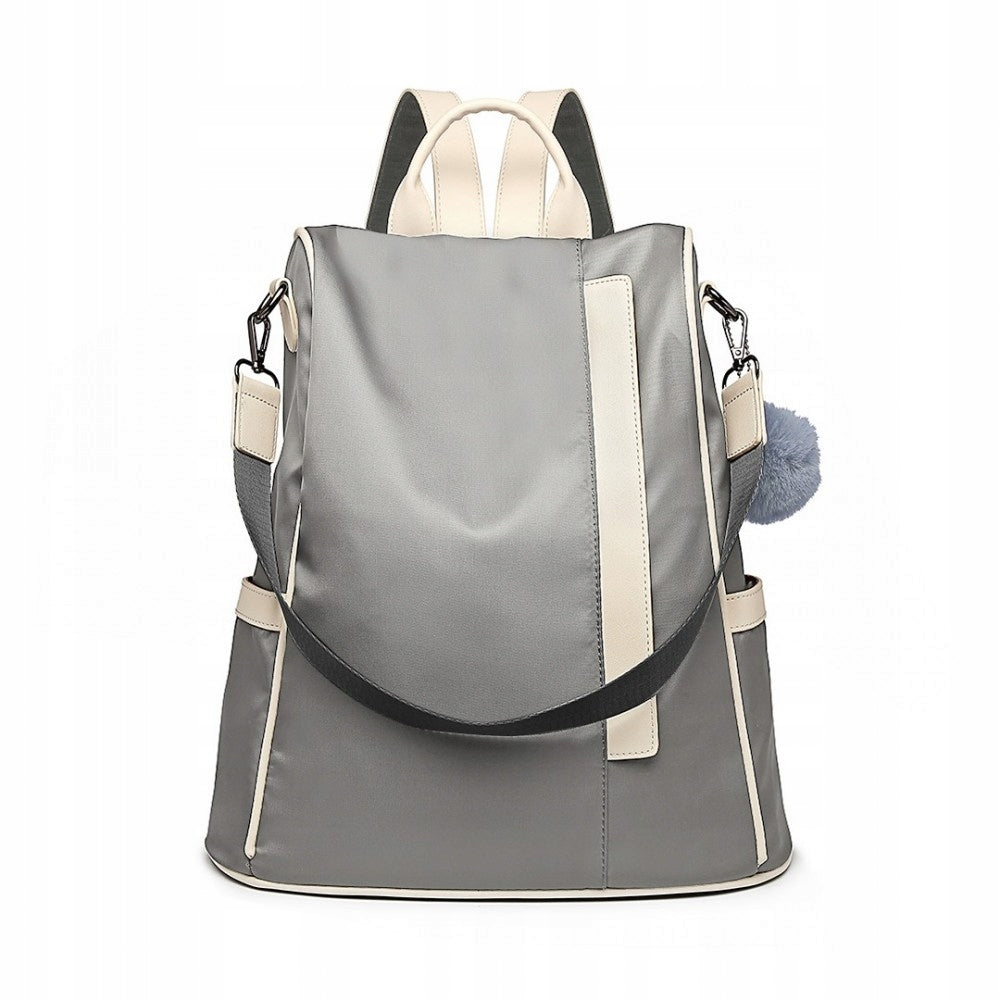 BACKPACK BAG 2IN1 URBAN WOMEN'S WITH KEYCHAIN GREY MISS LULU NYLON Manufacturer code polini sz